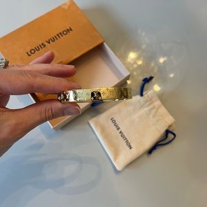 Louis Vuitton nanogram cuff bracelet gold